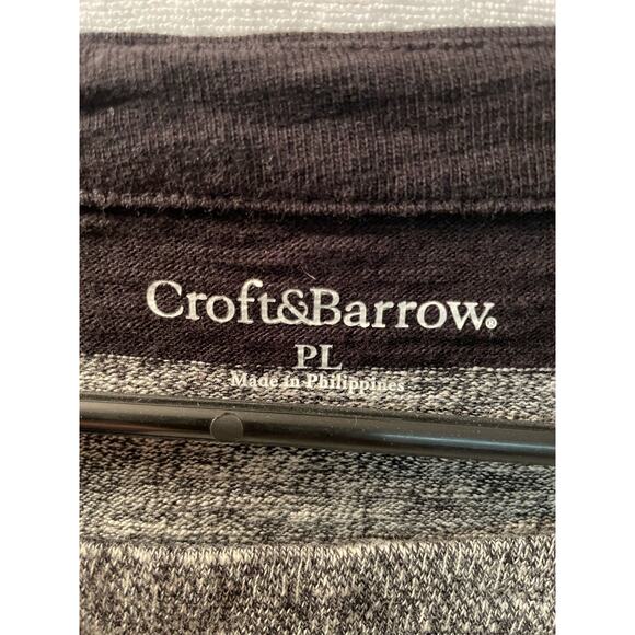Croft &‎ Barrow black gray striped 3/4 sleeve petite large - Picture 2 of 3